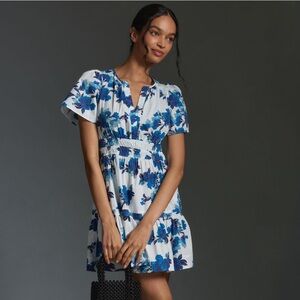 Anthropologie Somerset mini dress - blue and white floral - size large